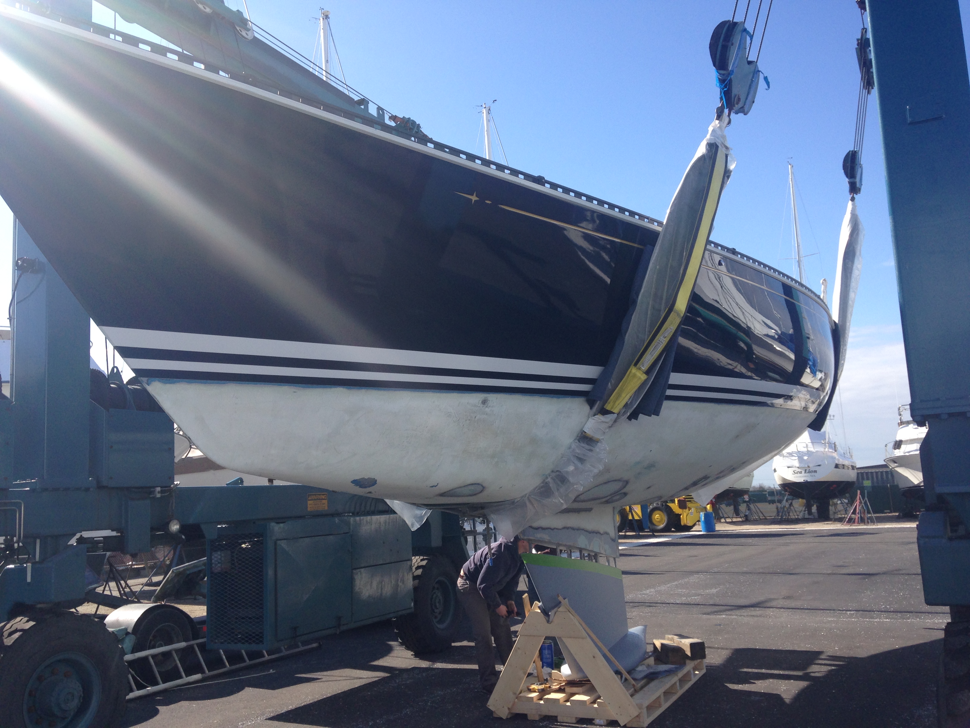 Installation of new keel on a C & C Sailboat